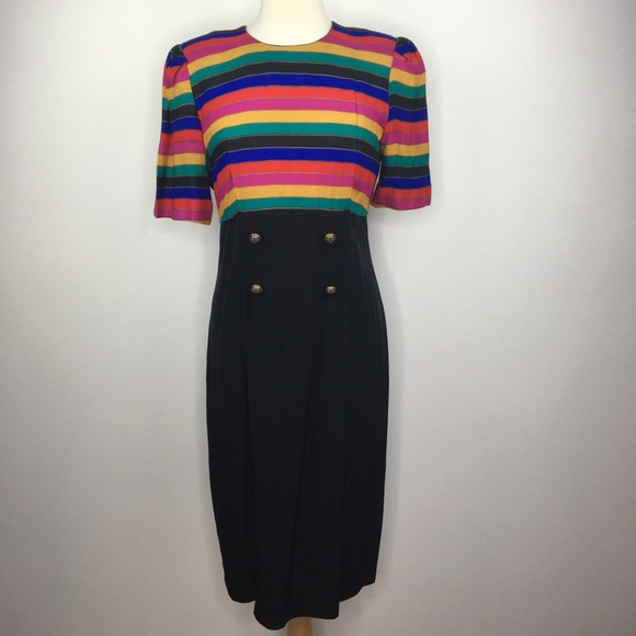 Vintage Dresses & Skirts - vintage rainbow stripe sheath dress